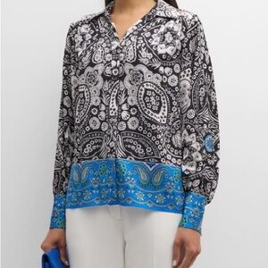 Black and Blue Paisley Women's Top